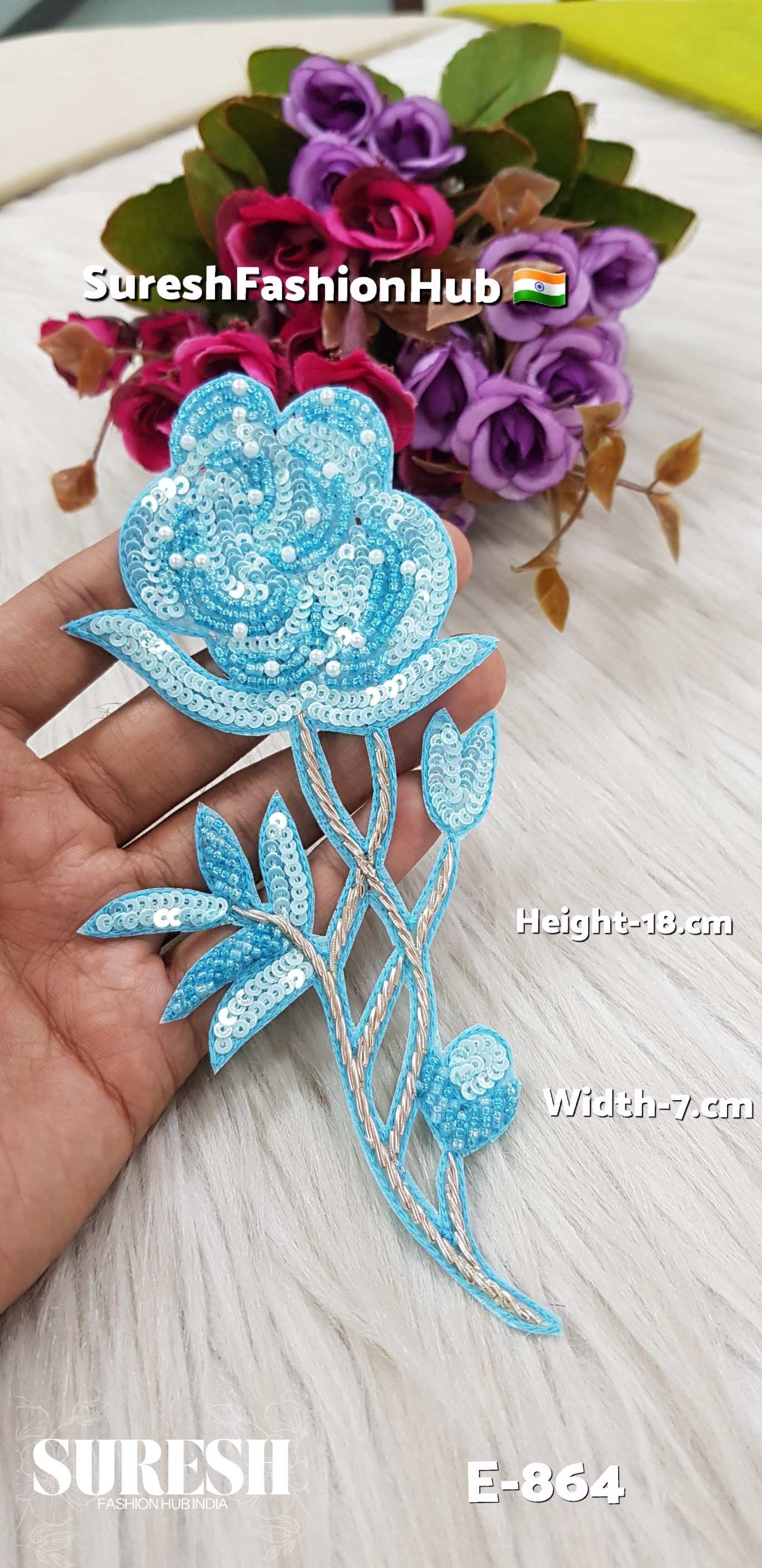 Aqua Sea Green Handcrafted Rose Patch