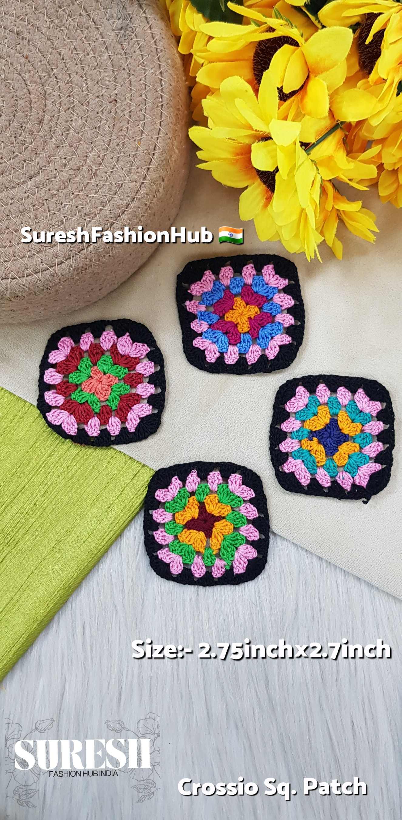 Handwoven Square Crosio Patch – Black Border