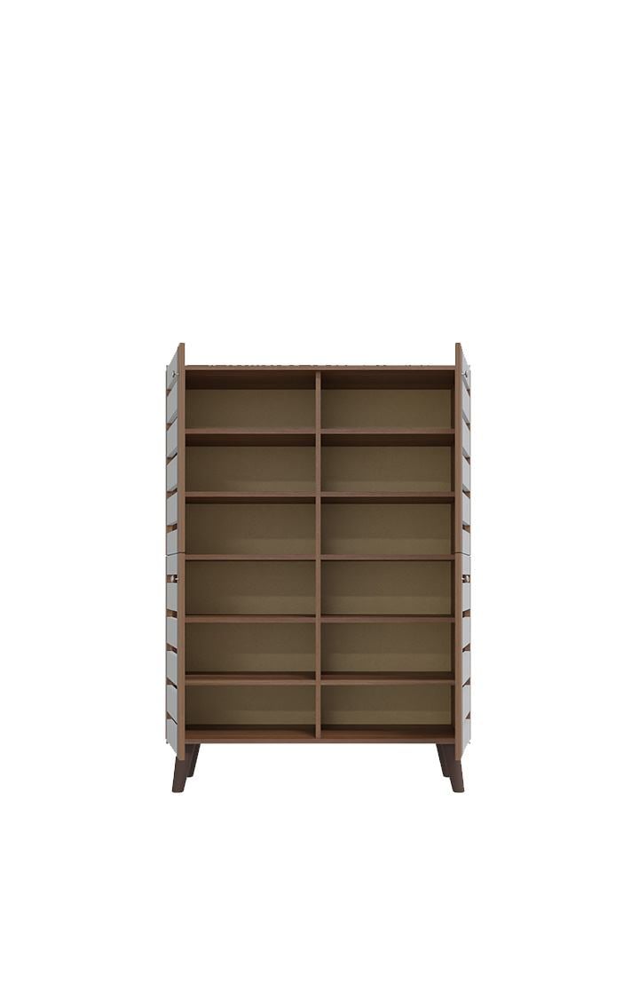 neudot Attic Vertico 4 Door Engineered Wood Shoerack | Footwear Organizer |12 Shelves |Shoe Stand |Slipper Sandals Stand | Wooden Shoe Rack for Home - (Finish Color -Frosty White, Knock Down)