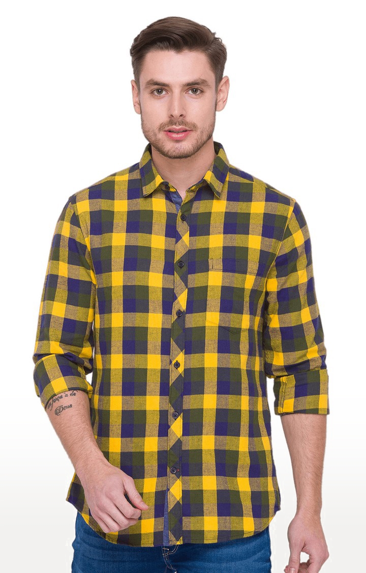 globus | Yellow Checked Casual Shirt 0