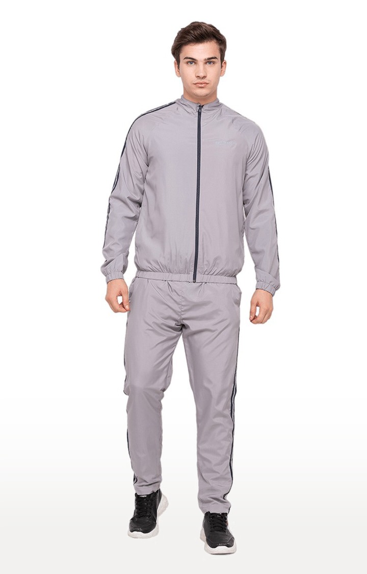 Men's Light Grey Solid Tracksuit