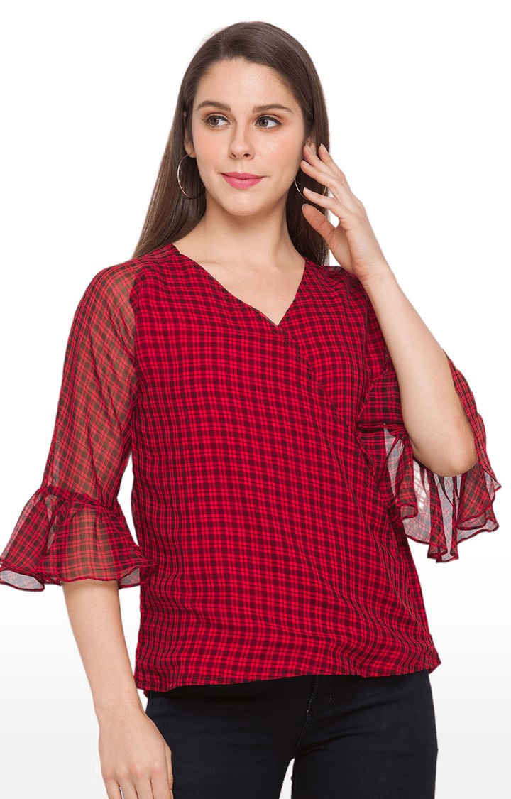 globus | Globus Red Checked Top 0