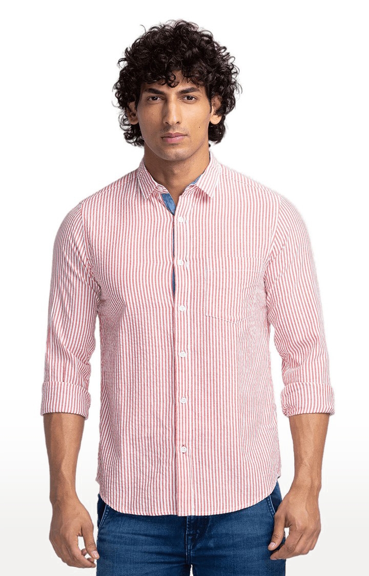globus | Globus Red Striped Regular Fit Casual Shirt 0