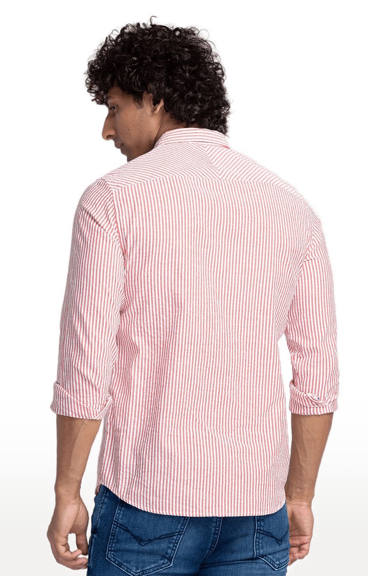 globus | Globus Red Striped Regular Fit Casual Shirt 4