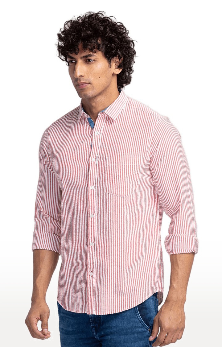 globus | Globus Red Striped Regular Fit Casual Shirt 3