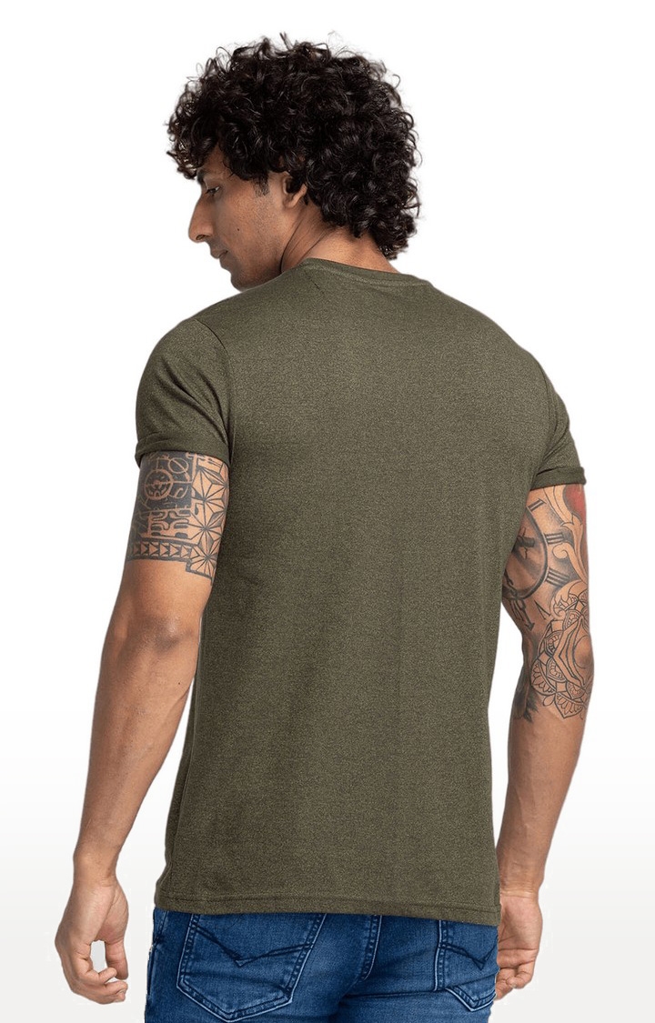 globus | Globus Olive Solid Regular Fit Casual Tshirt 4