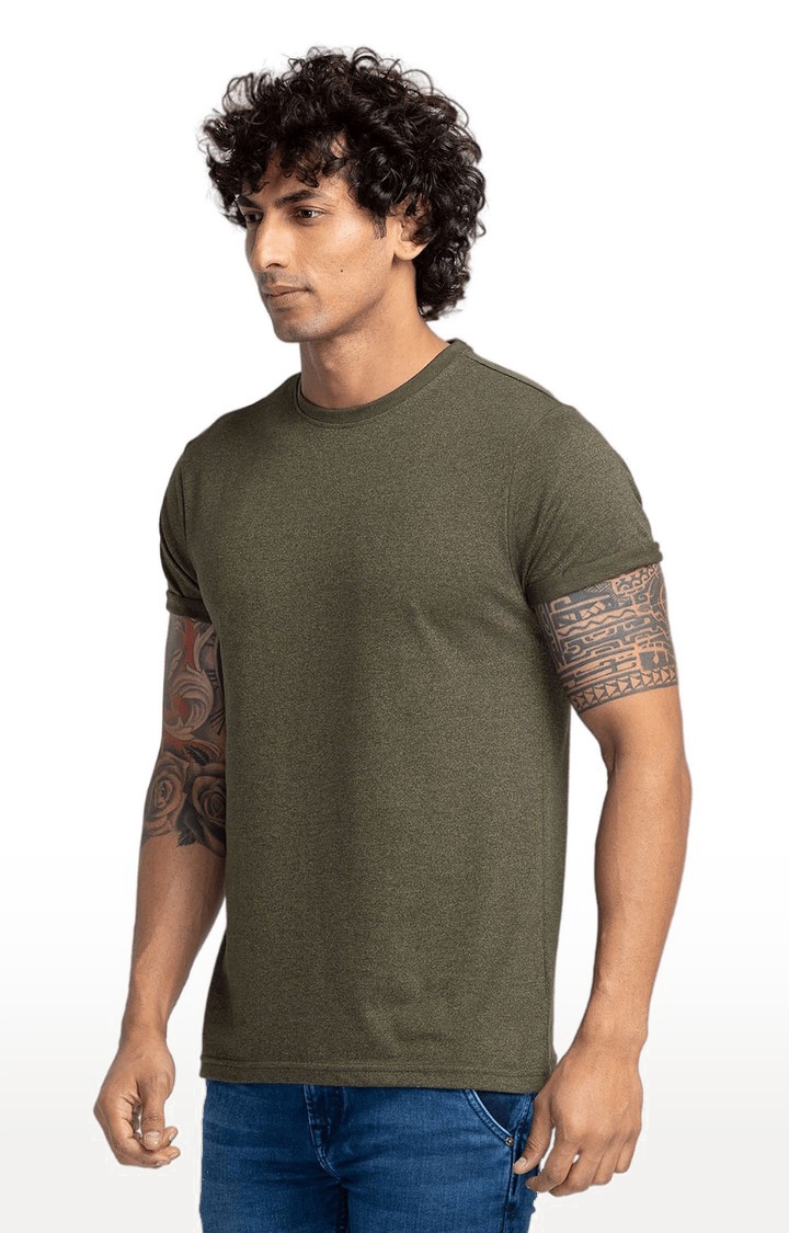 globus | Globus Olive Solid Regular Fit Casual Tshirt 3