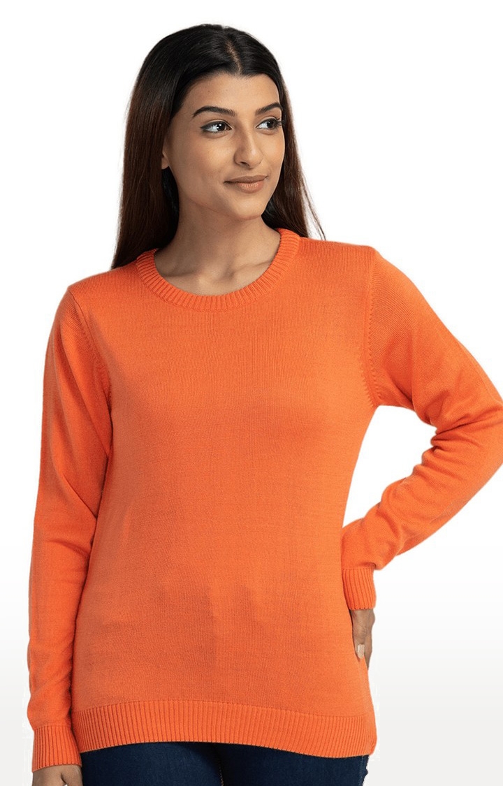 globus | Globus Orange Solid Pullover Sweater 0