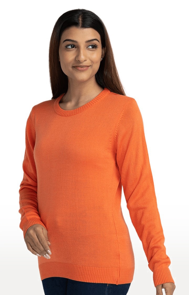 globus | Globus Orange Solid Pullover Sweater 3