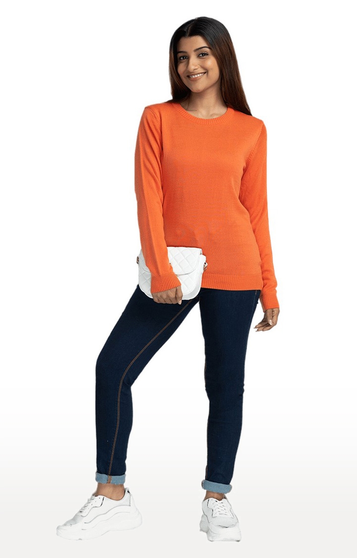 globus | Globus Orange Solid Pullover Sweater 2