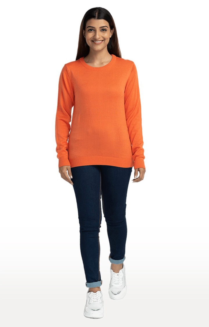 globus | Globus Orange Solid Pullover Sweater 1