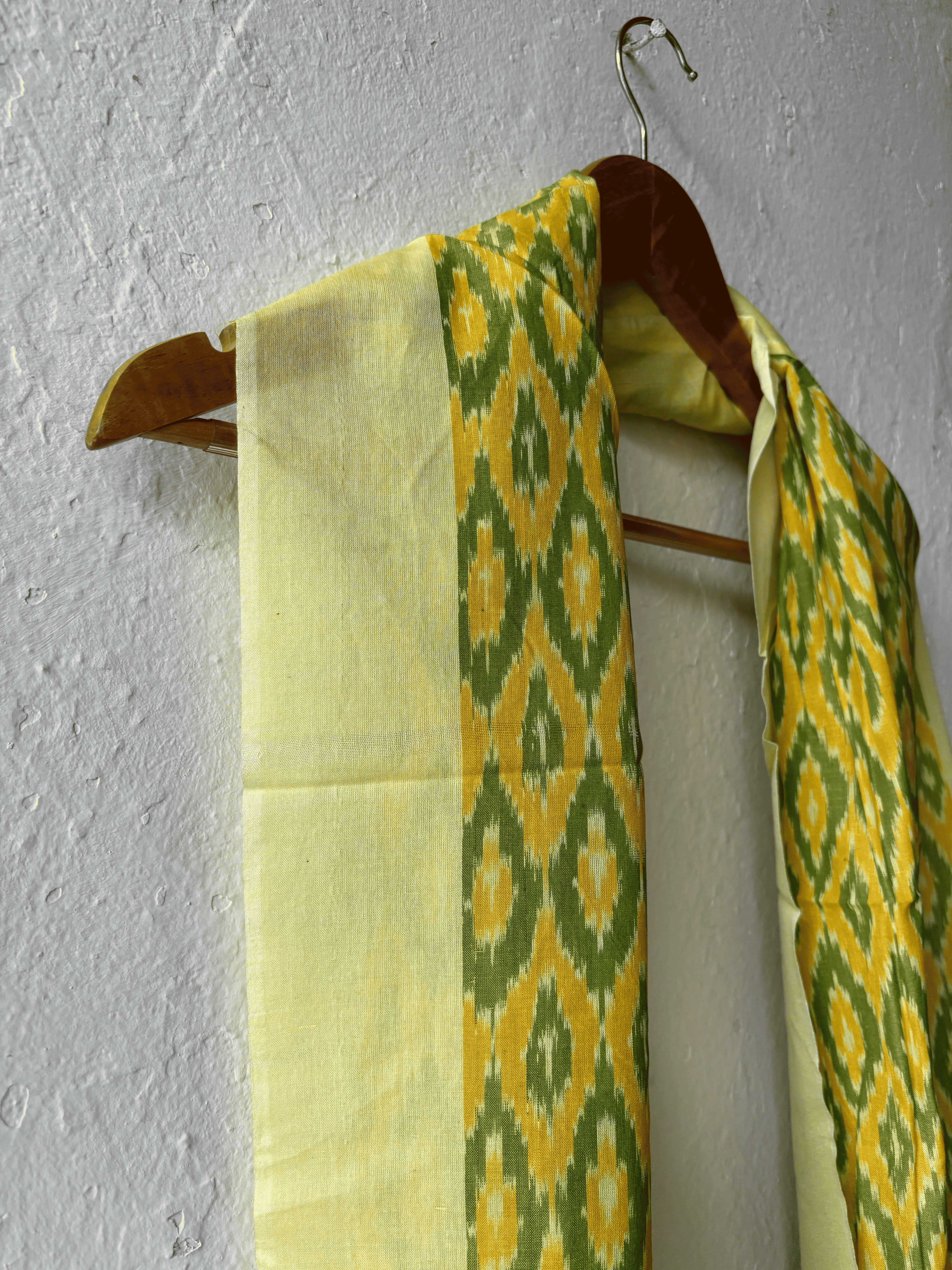Cotton Warp Ikat Leafy Green Stole
