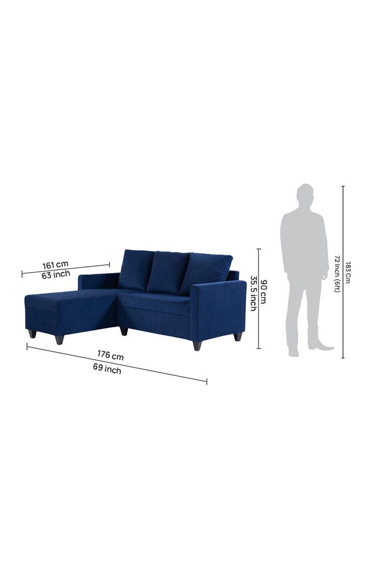 neudot Saya RHS Sectional Sofa for Living Room |4 Person Sofa| Premium Fabric with Cushioned Armrest | 12 Months Warranty| Solid Wood Frame| 4 Seater in Saya Blue Color DIY(Do-It-Yourself)