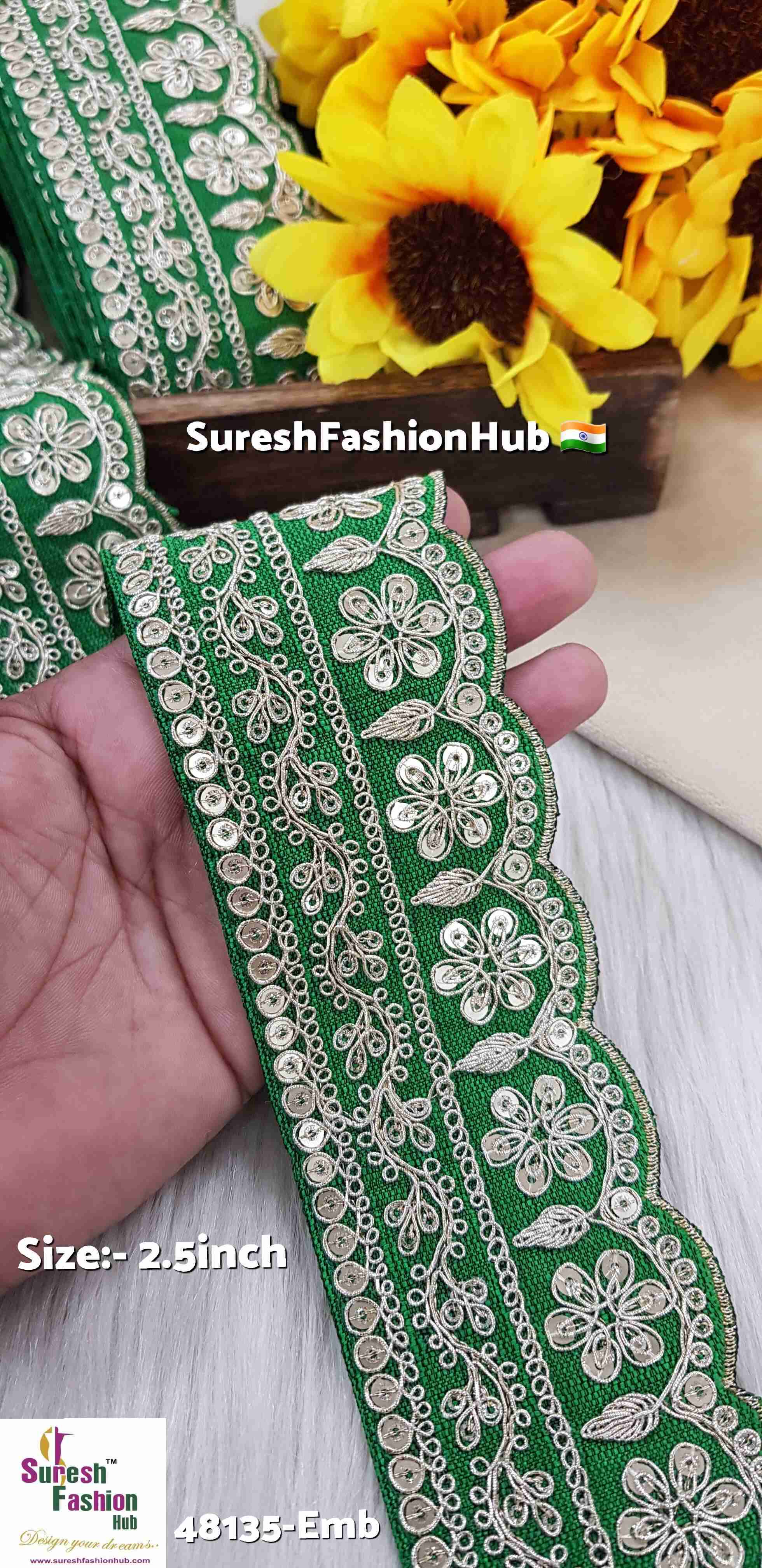 Green Pearl Dori Floral Scalloped Lace