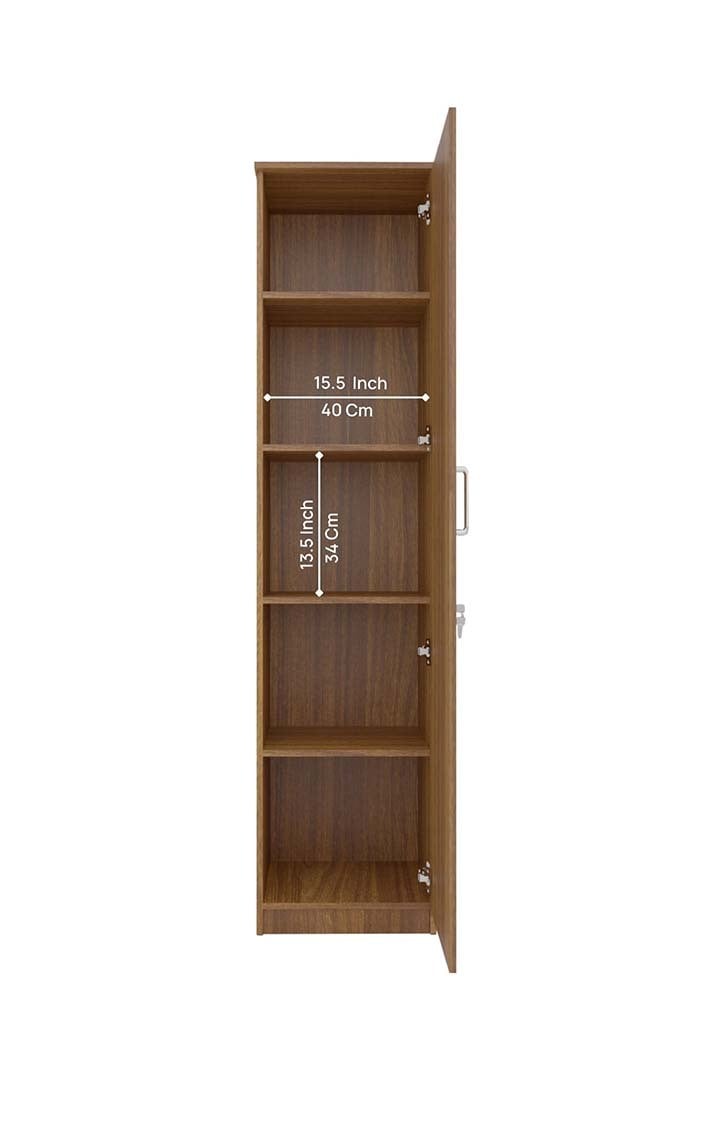 Adona Single Door Wardrobe with Mirror- Leon Teak