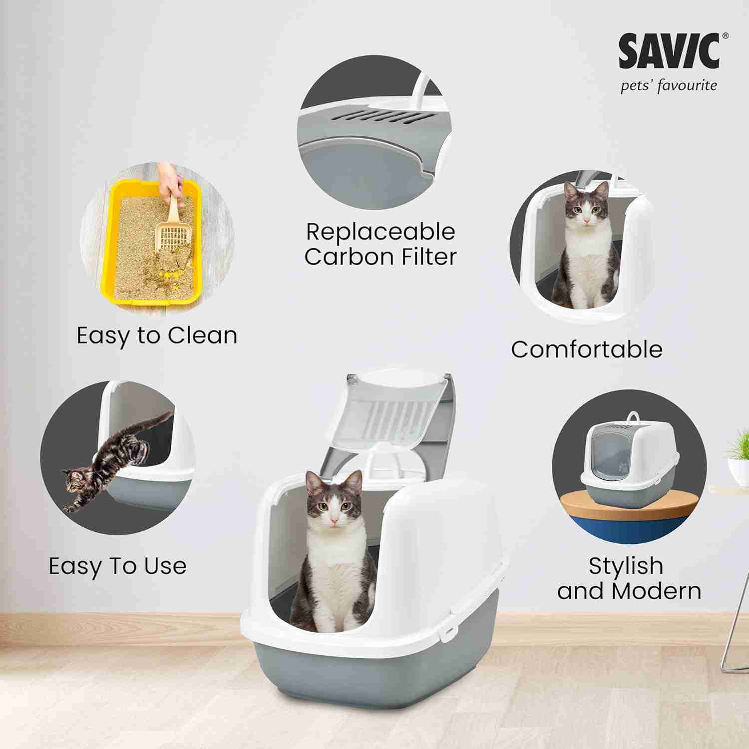 Savic Nestor Jumbo Cat Litter Box - Cold Gray