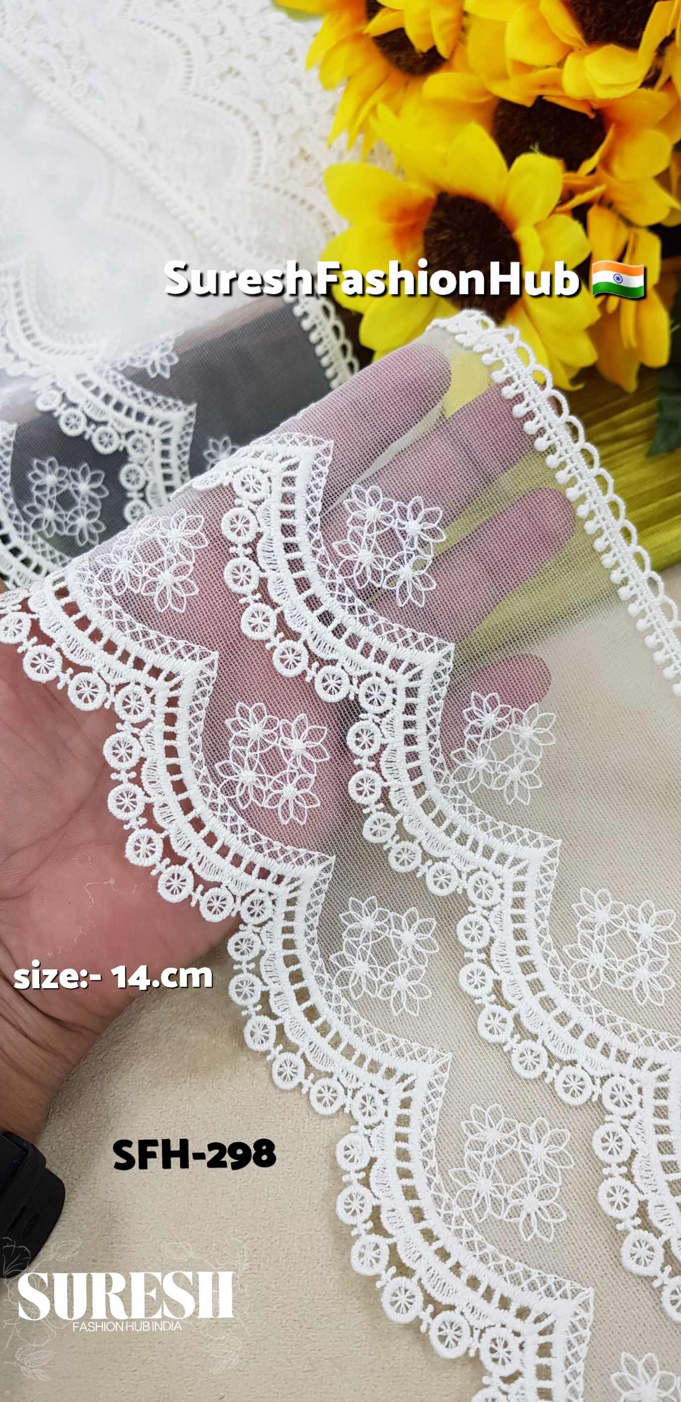 Lush Floral Dual Scallop Lace – Cream -SFH-298