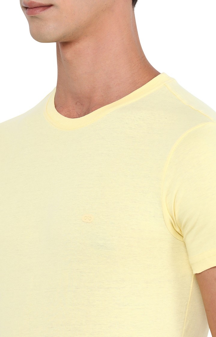 JadeBlue | Men's Yellow Cotton Solid T-Shirts 3