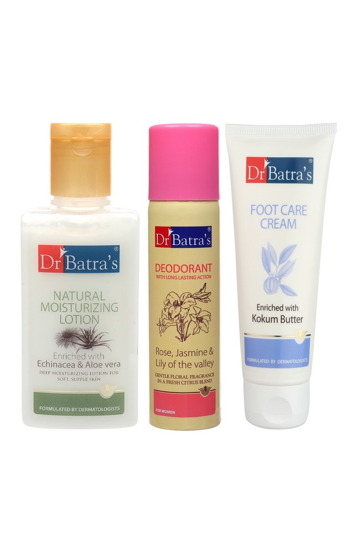 Dr Batra's | Dr Batra's Natural Moisturising Lotion 100 ml, Deo For Women 100 G and Foot Care Cream 100 ml(Pack of 3 For Women) 0