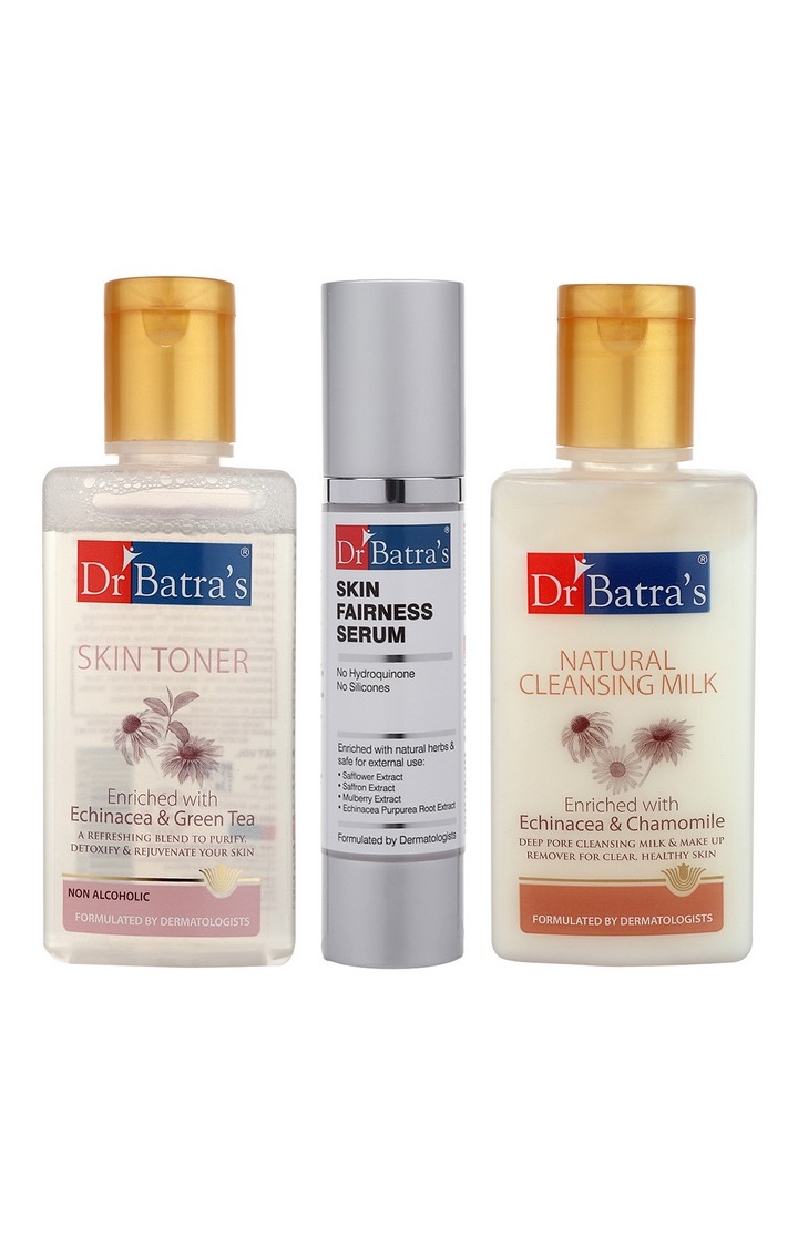 Dr Batra's | Dr Batra's Skin Toner - 100 ml, Natural Cleansing Milk - 100 ml and Skin Fairness Serum - 50 g (Pack of 3 for Men and Women) 0