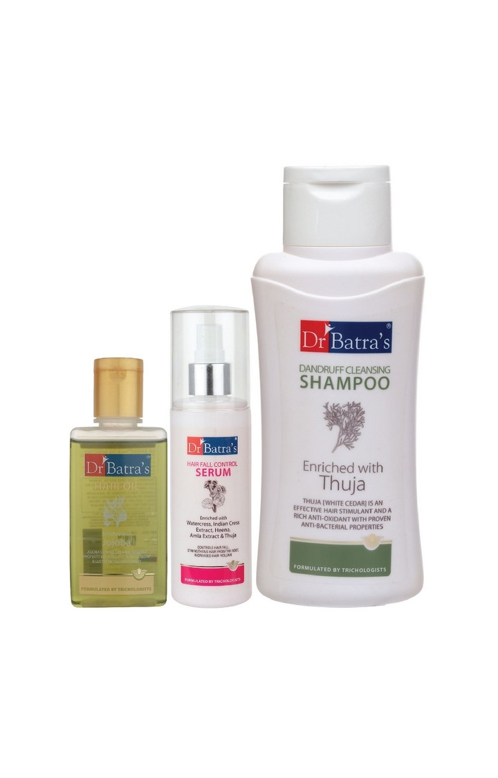 Dr Batra's | Dr Batra's Hair Fall Control Serum-125 ml, Dandruff Cleansing Shampoo - 500 ml and Hair Oil - 100 ml 0