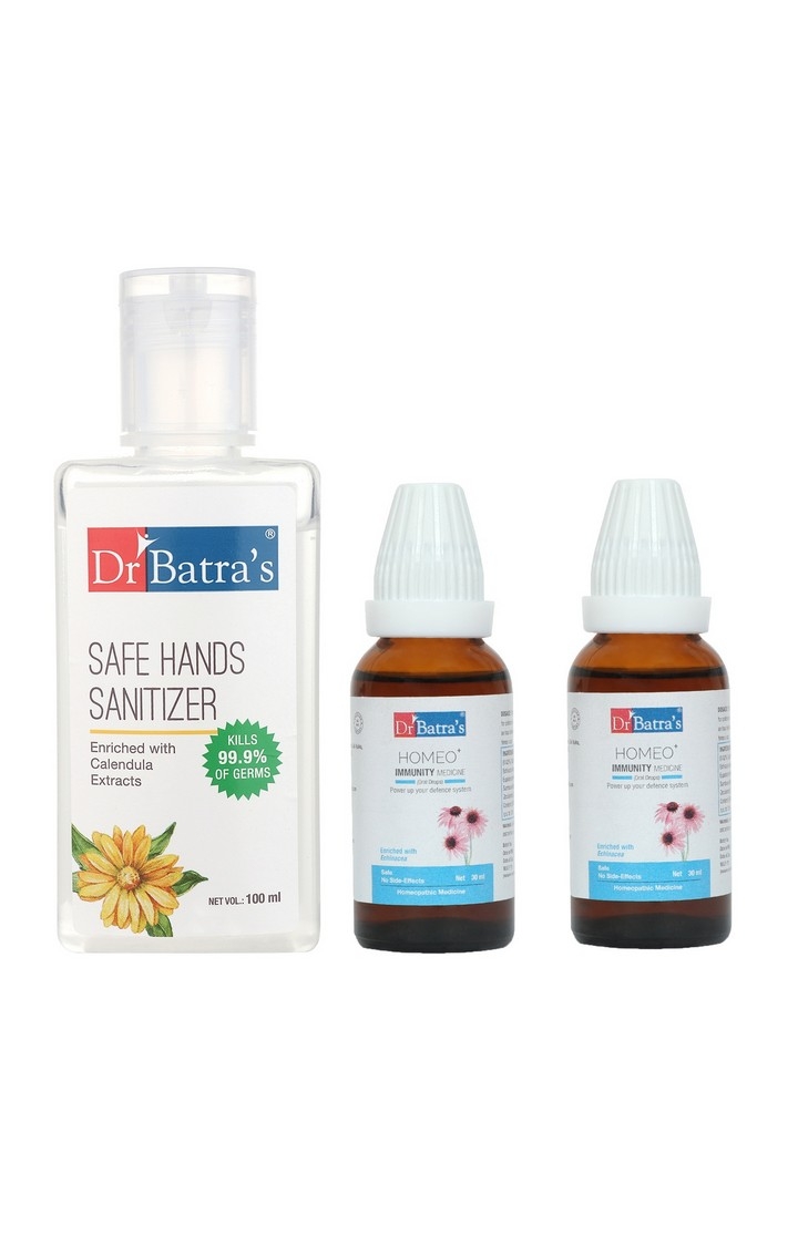 Dr Batra's | Dr Batra's Safe Hand sanitizer - 100ml and Homeo+ Immunity (Oral Drops) (Pack of 2 ) 0