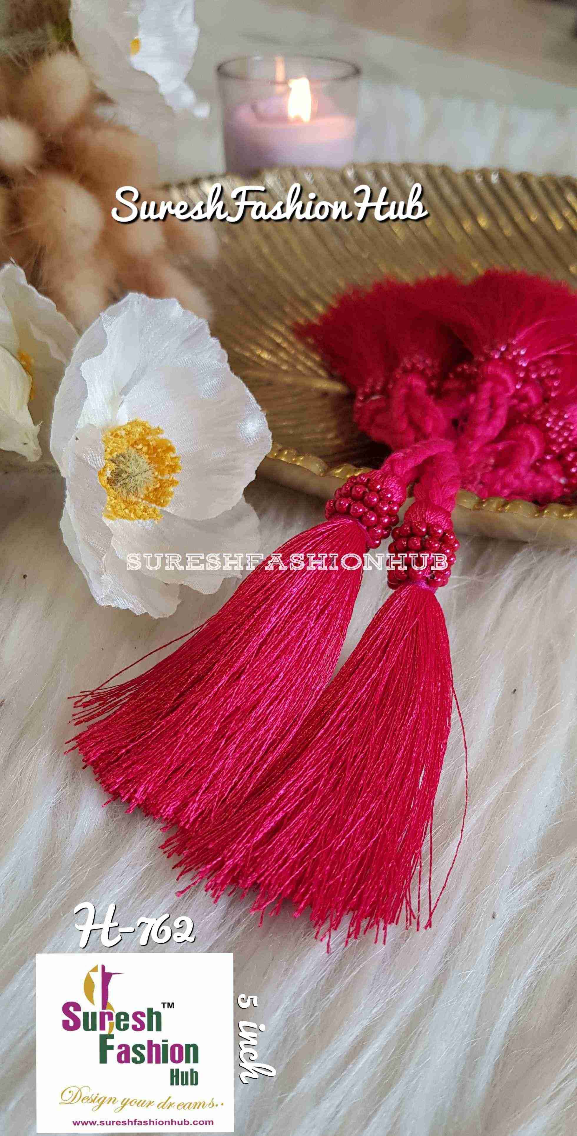 Tiny Beaded Hot Pink Thread Tassel