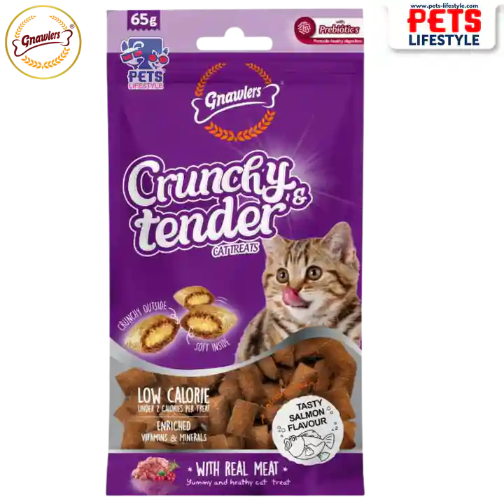 Gnawlers Crunchy And Tender Tasty Salmon Flavour For Cats 65g