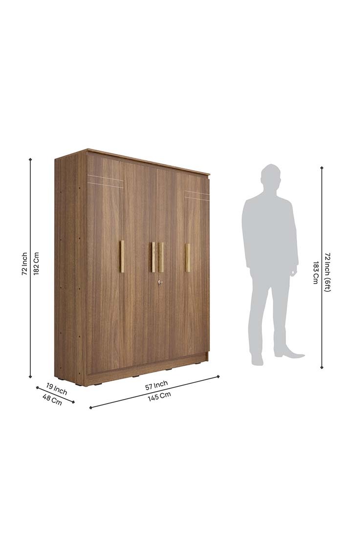 Loyal 4 Door Wardrobe - Leon Teak Finish