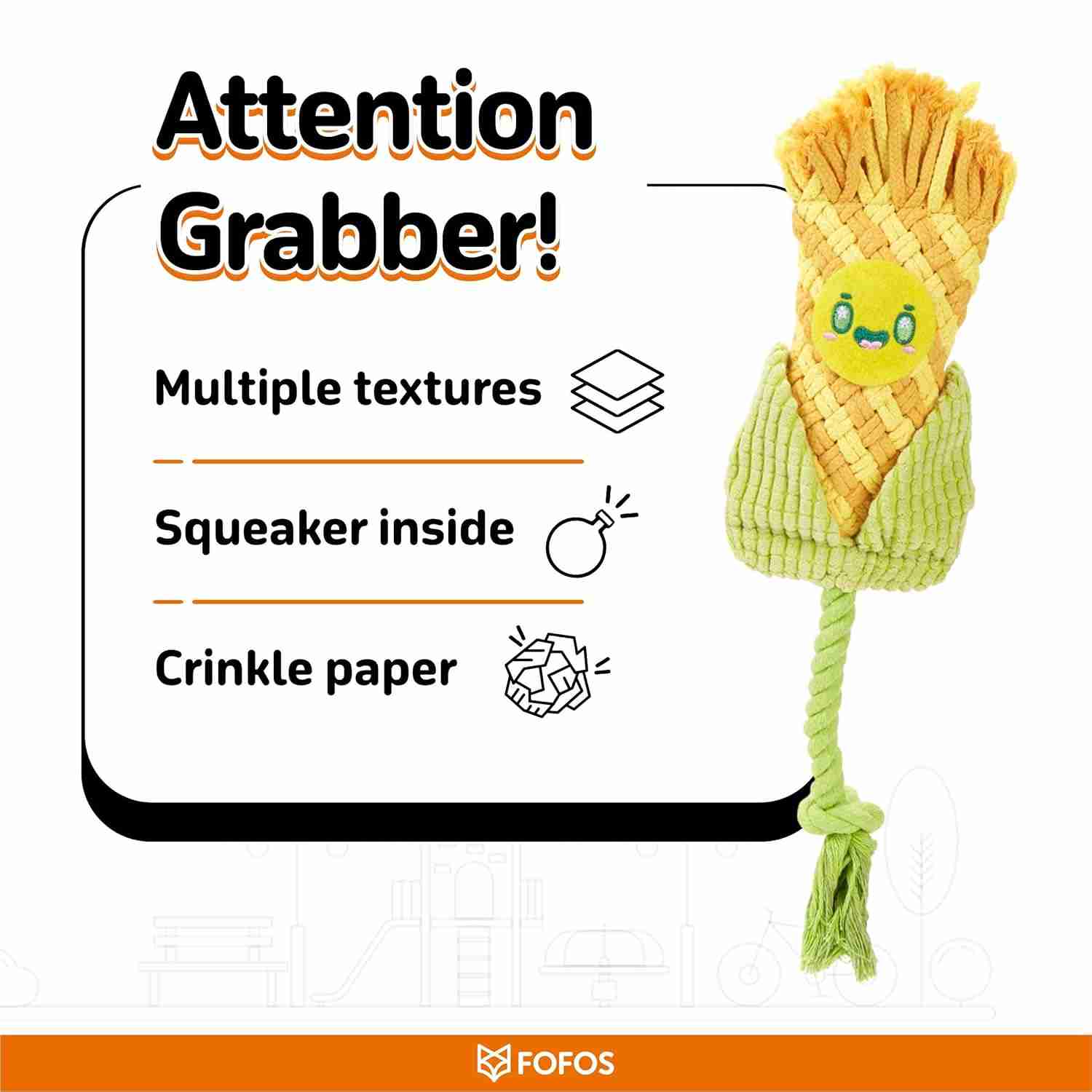 Barkbutler Fofos Puppy Dental Toy Corn for Dogs