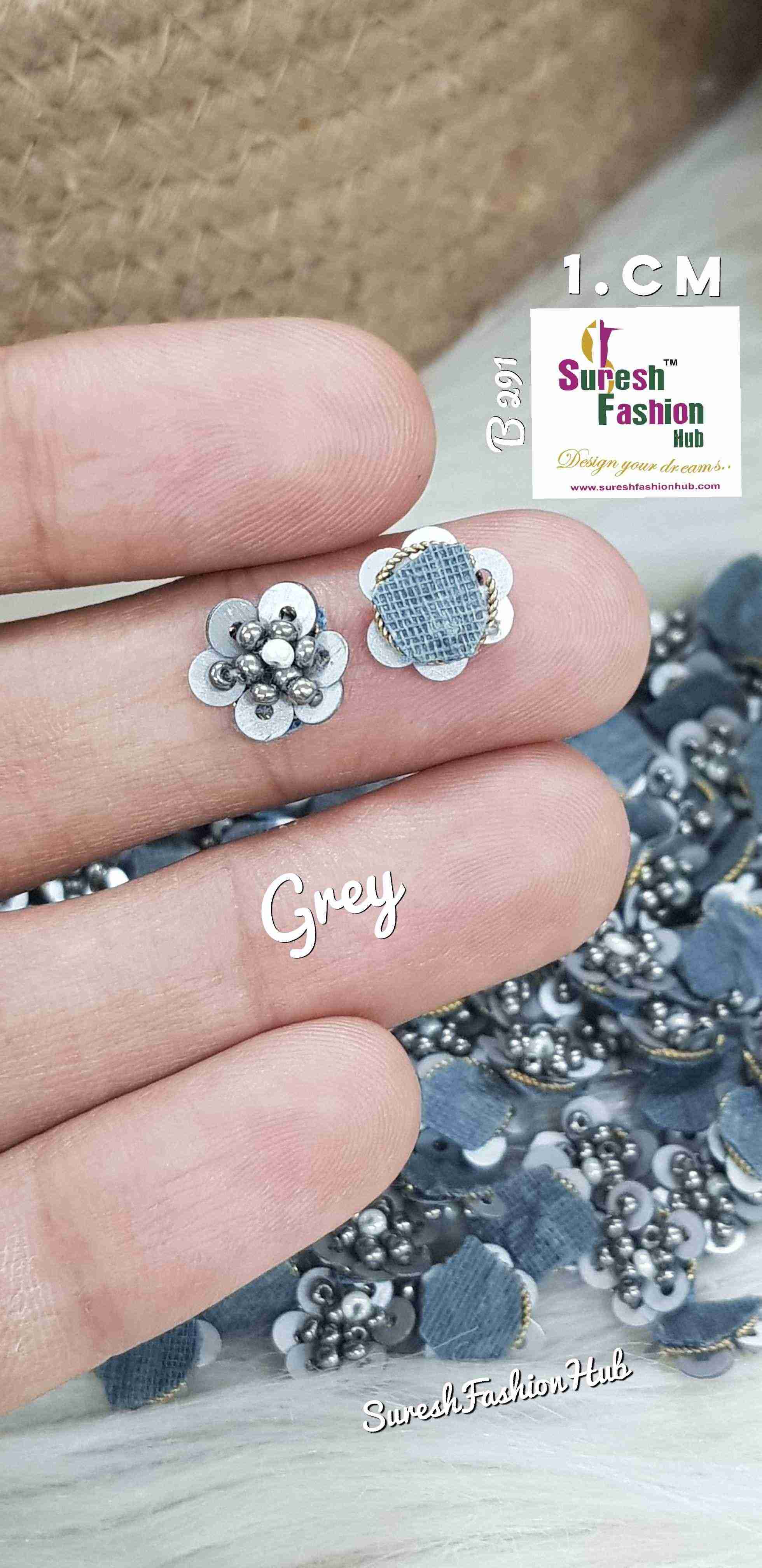 Dark Grey Beads Floral Elegance Hand-Stitched Butties Pack