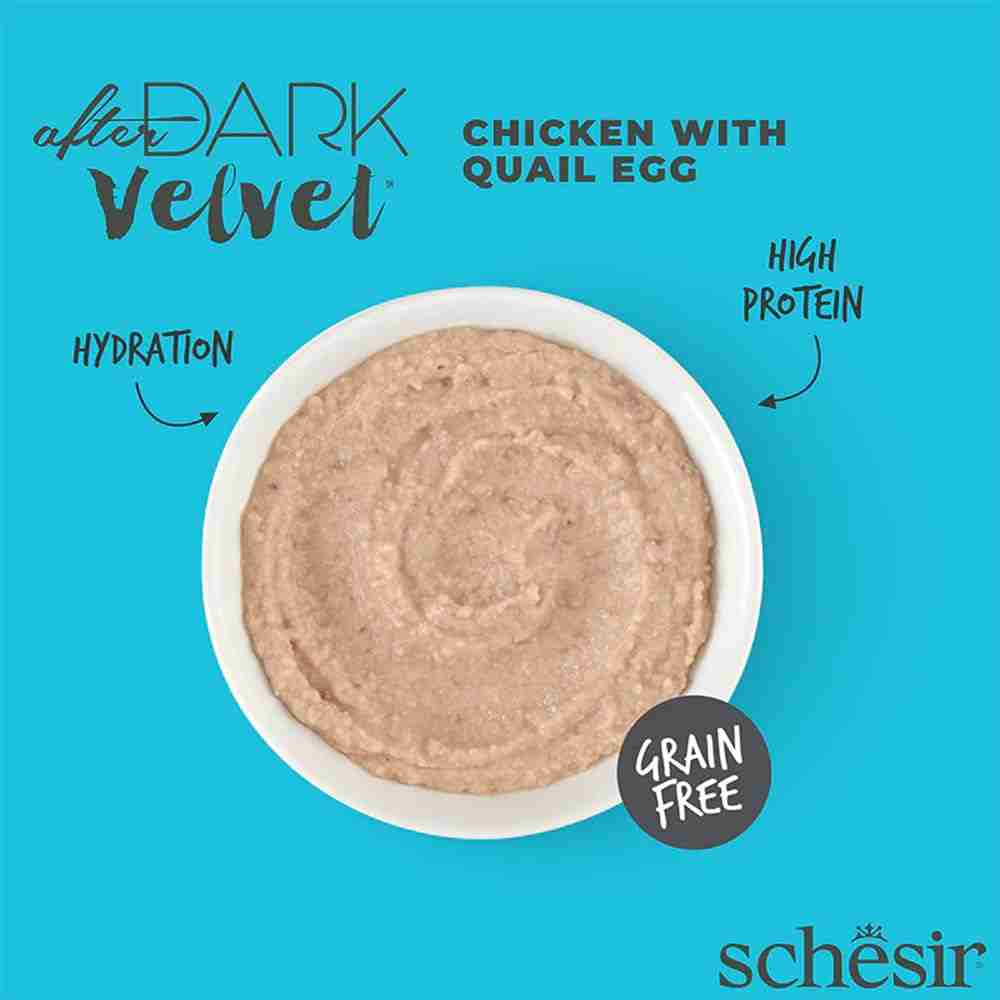 Schesir After Dark Velvet Mousse for Cat Chicken with Quile Egg, 80g