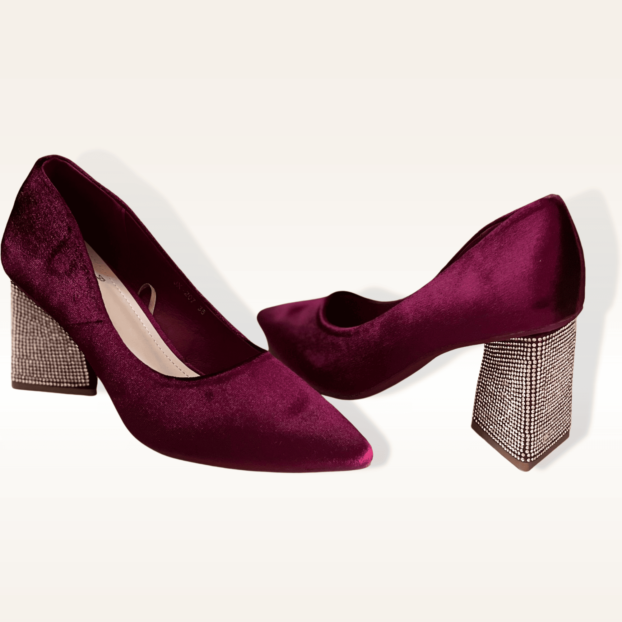 Crystal discount block heels