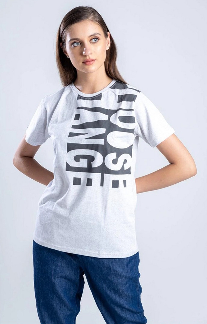 One For Blue | Women's Choose The Change White Cotton Regular T-Shirts