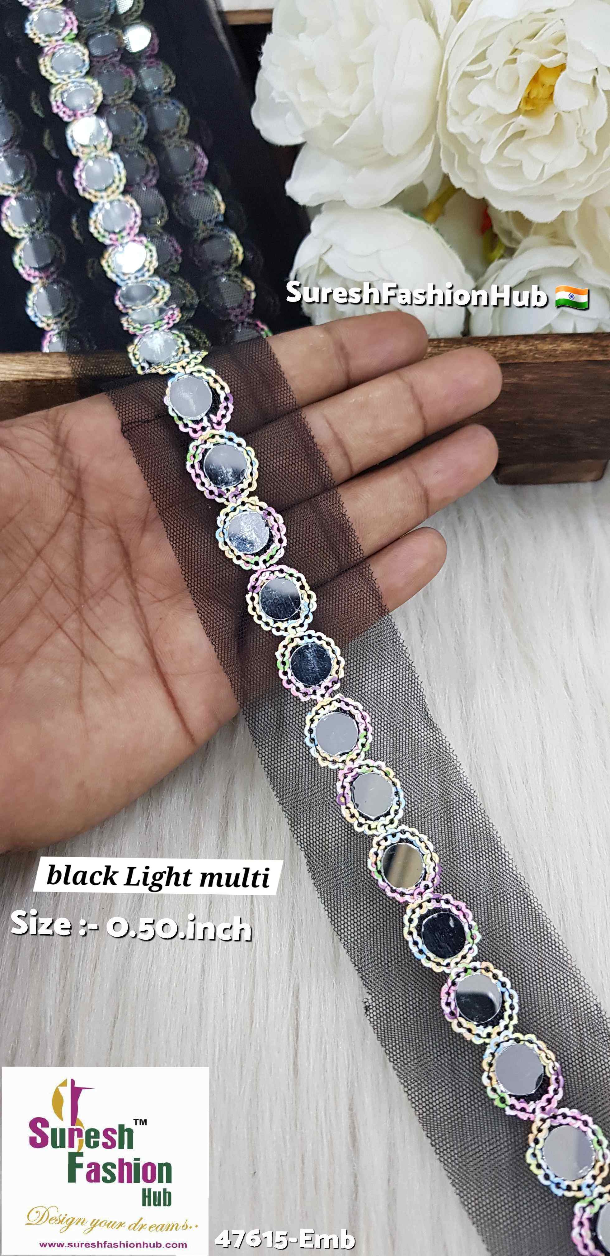 Black Light Multi Sequin Mirror Lace