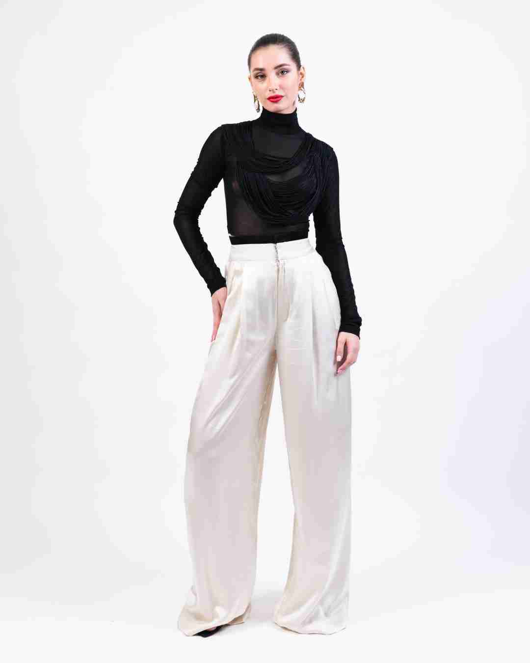 AKOK Multicolor Others Mesh Top with String Necklace Trouser Co-ords