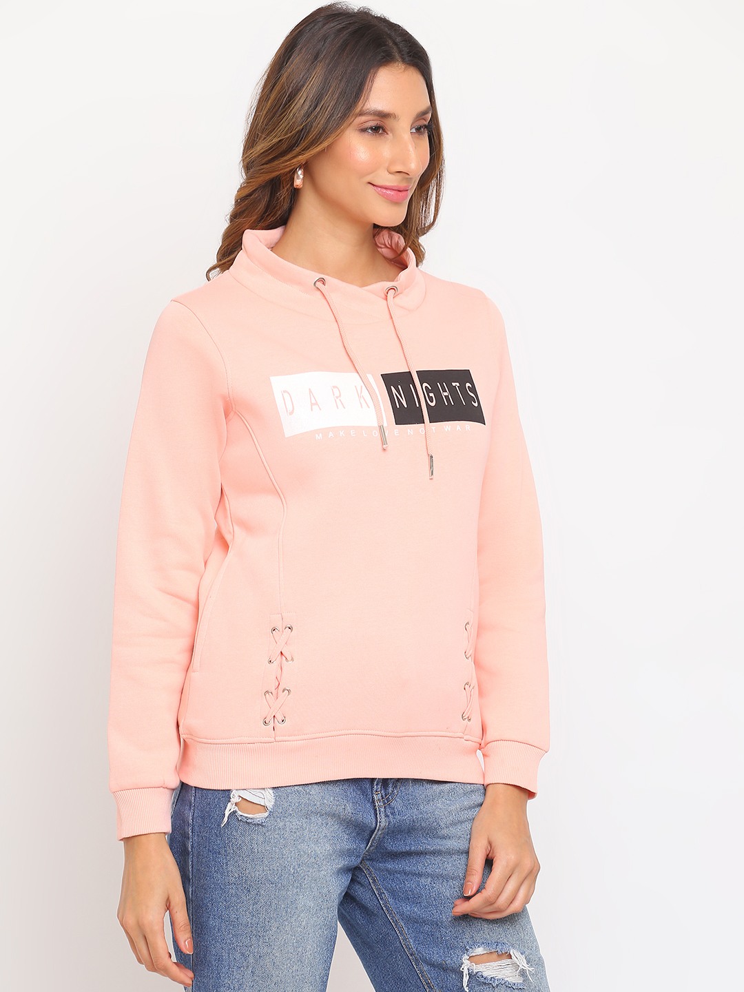 HER GRACE PEACH  PRINTED COTTON FLEECE SWEATSHIRT