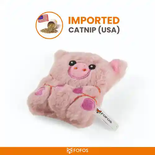 Barkbutler Fofos Floppy Crinkle Pig Catnip Toy for Cats
