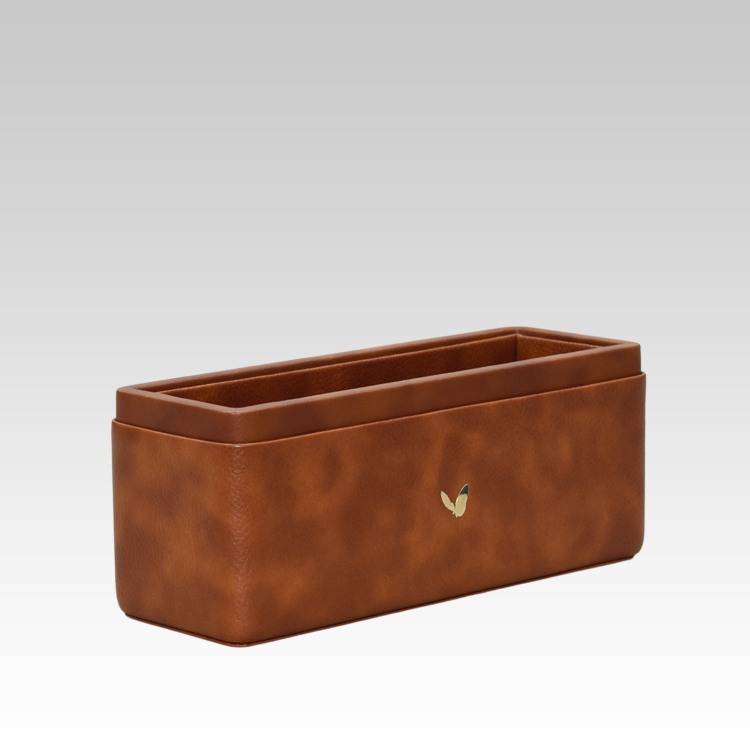 Pen/Pencil Holder | Faux Leather | Rectangular Large | Classic | Tan