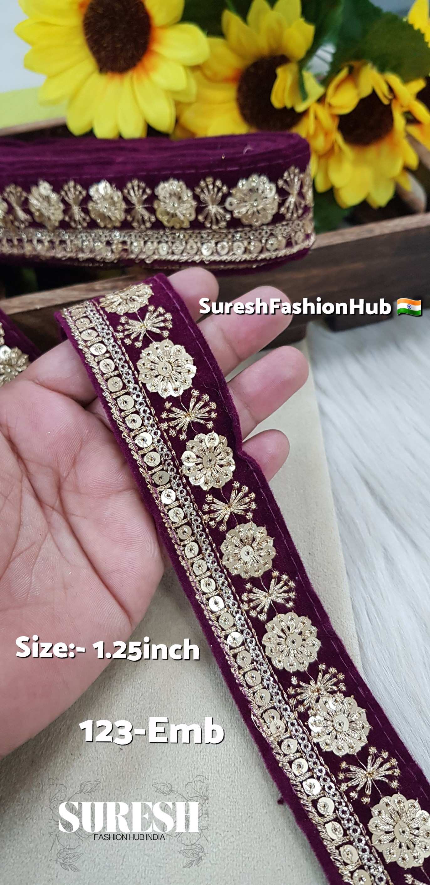 Velvet Bloom Zari Lace – Wine