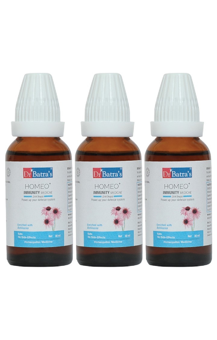 Dr Batra's | Dr Batra's Homeo+ Immunity Medicine Oral Drops|Scientific & Natural |Stay Home, Stay Safe - 30 ml (Family Pack of 3) 0