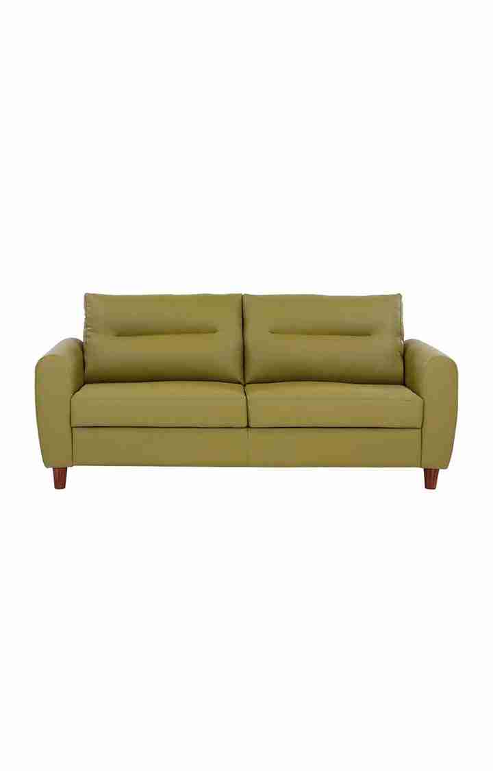 neudot Scott Sofa for Living Room |3 Persons Sofa|Premium Leatherette with Cushioned Armrest | Solid Wood Frame|3 Seater in Misty Green Color