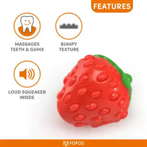 Barkbutler Fofos Silence Strawberry Squeaky Chew Toy for Dogs