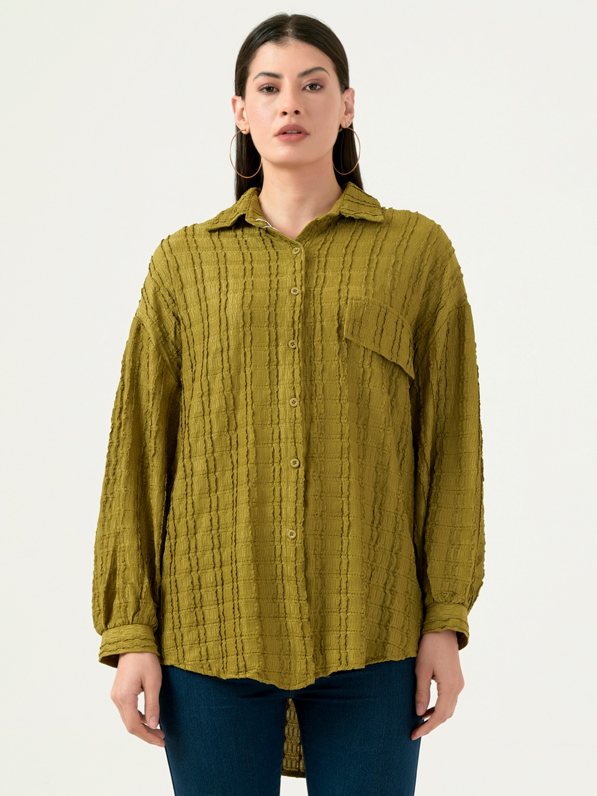Albion Women Smart Premium Mehandi Casual Shirt