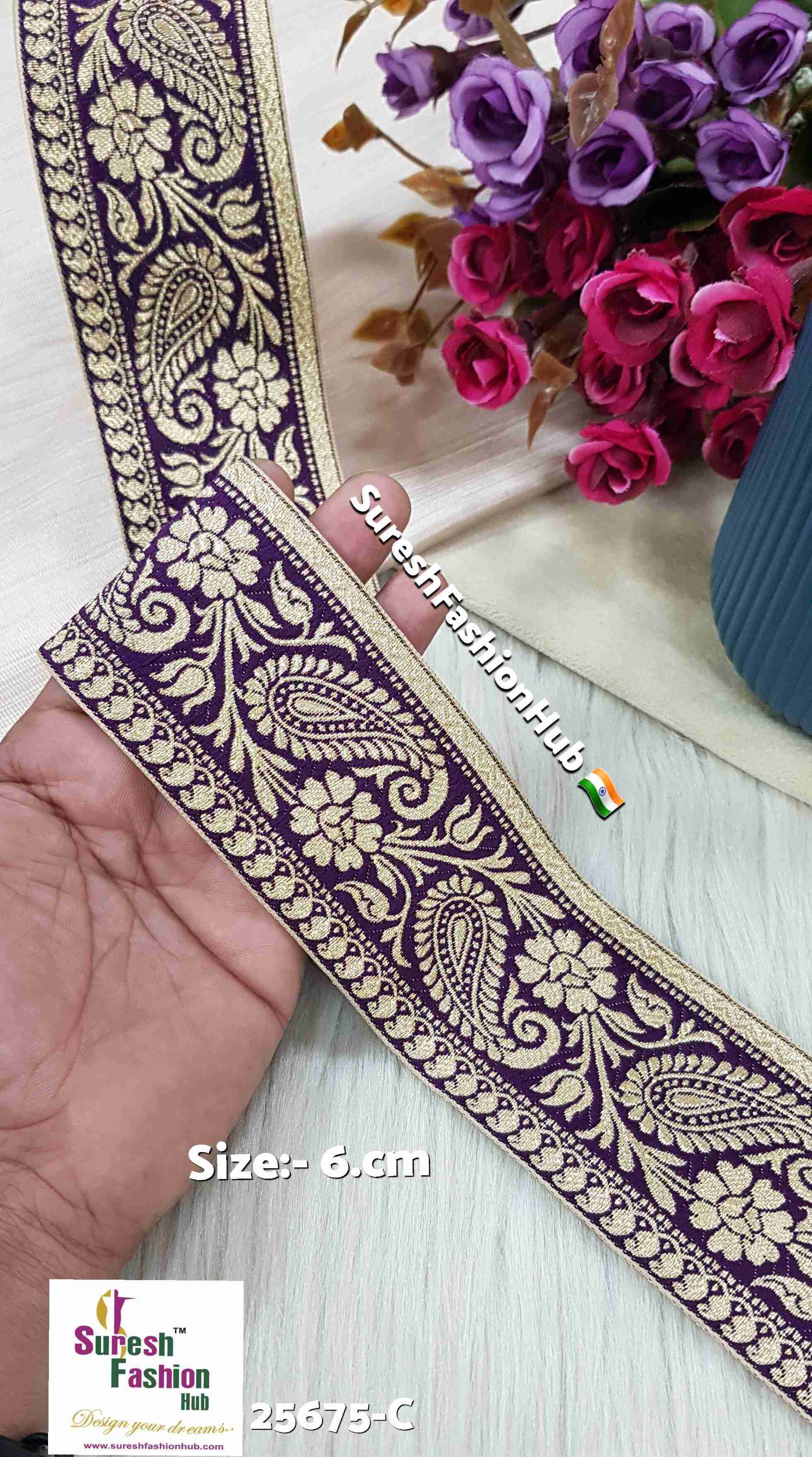 Wine Keri Floral Banarasi Lace