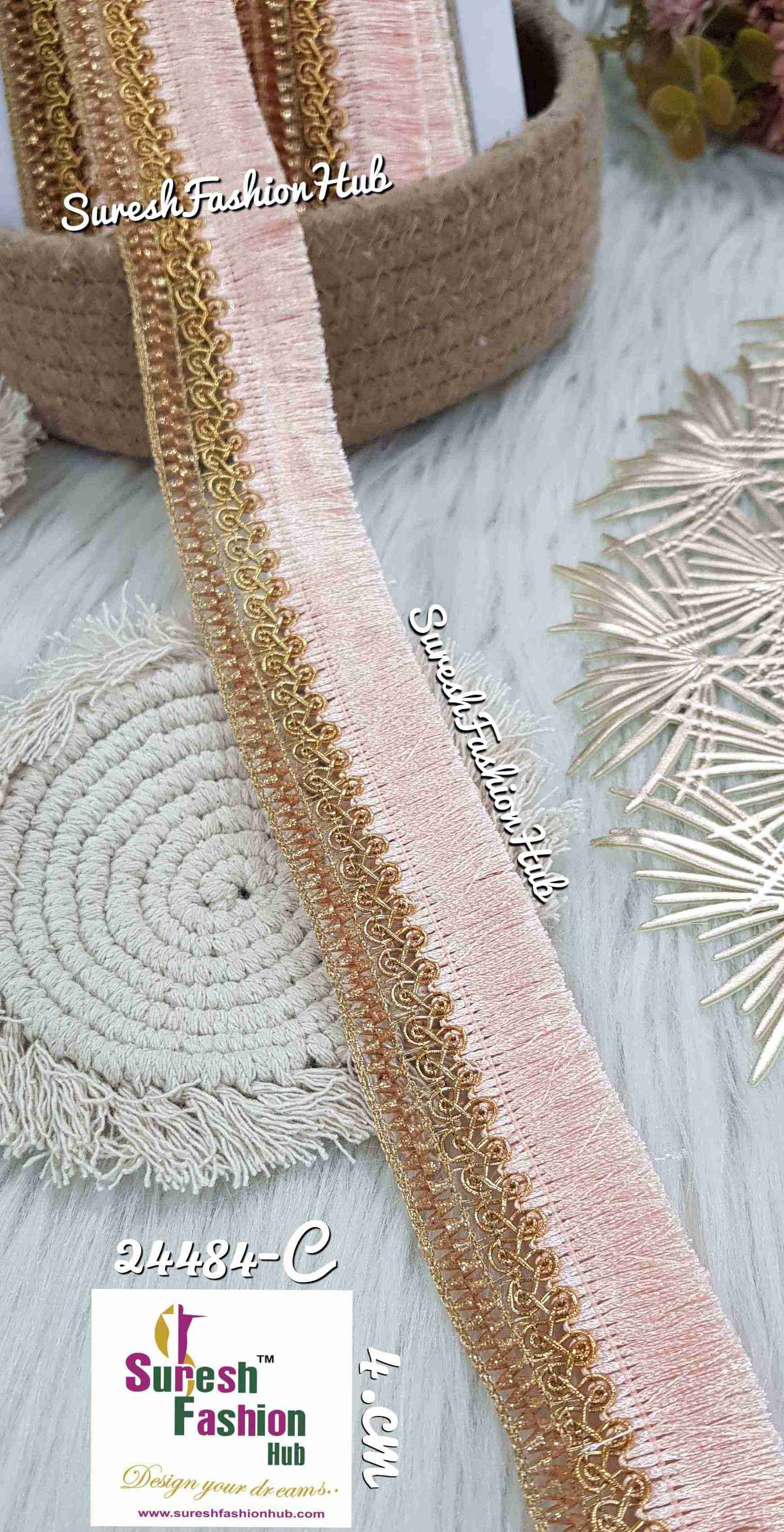 Shimmer Peach Thread Tassel Lace