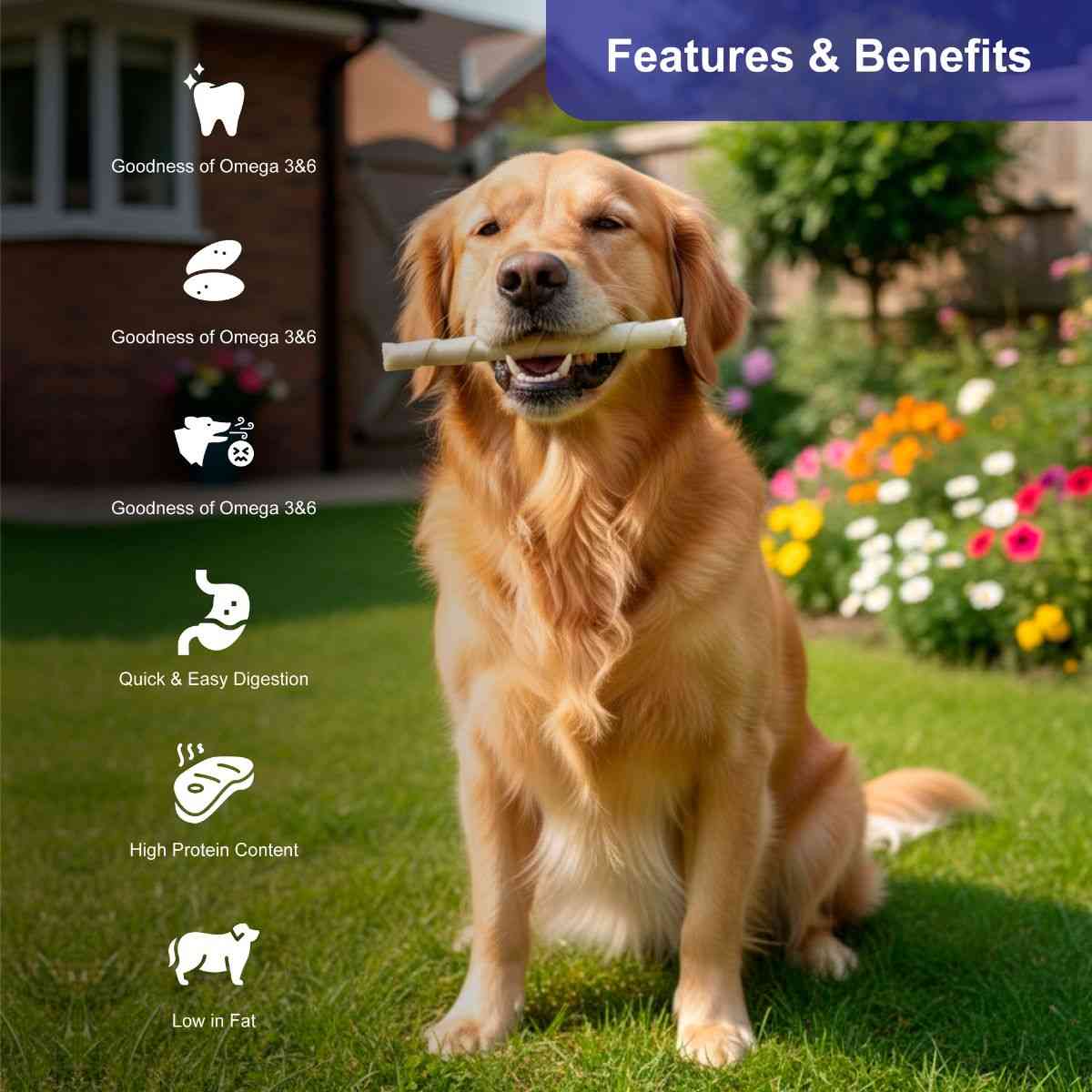 Snackers Non Rawhide Chews Sandwich Roll White for Dogs, 225 g