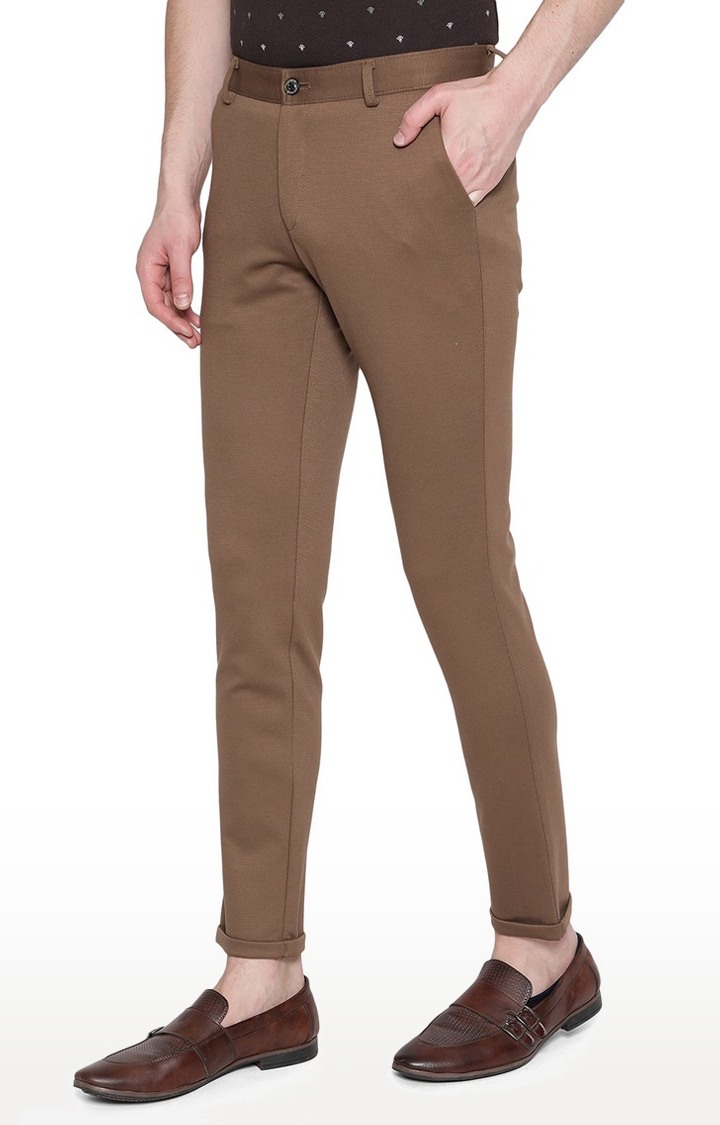 JB-VN-169/3 BOSIN BROWN Men's Brown Cotton Solid Trousers
