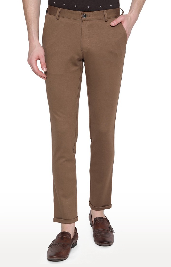 JB-VN-169/3 BOSIN BROWN Men's Brown Cotton Solid Trousers