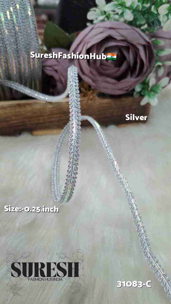 Silver Rainbow Cutdhana Jhalar Lace – Design 31083-C